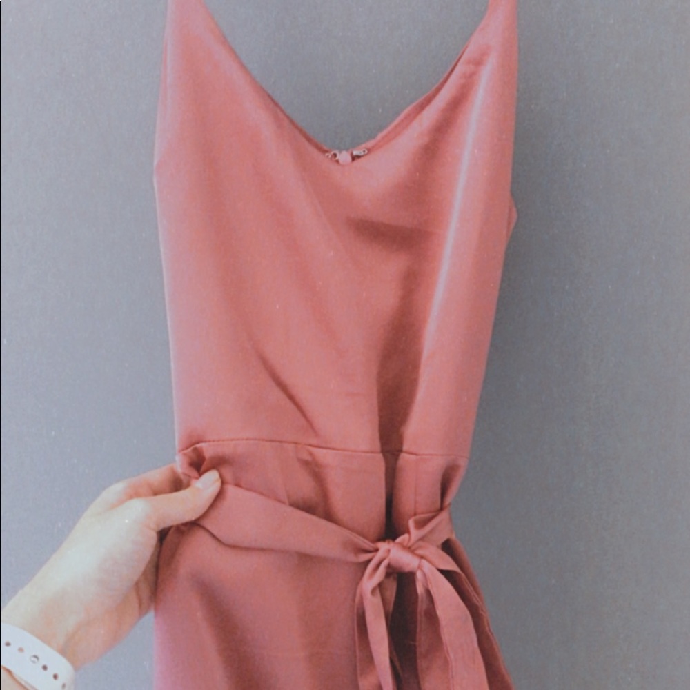 Pink satin midi